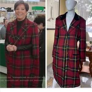 JG Hook Vintage Red Plaid Christmas size 16 blazer dress light coat Kris Jenner